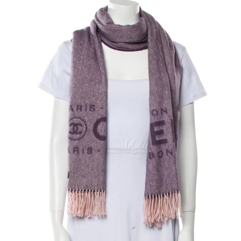 CHANEL Cashmere Rue Cambon Large Shawl Or Scarf
